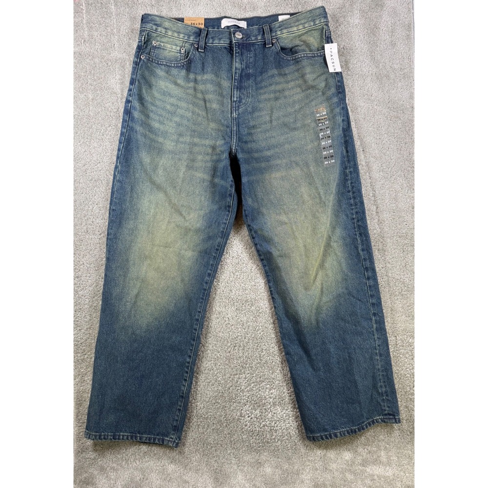 PacSun Dylan Baggy Jeans Mens 36x30 Medium Wash Wide Leg Rigid Denim NEW